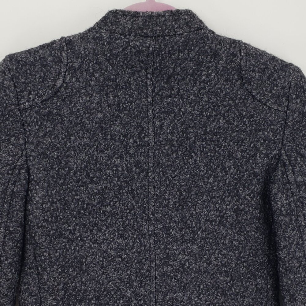 Banana Republic Boucle Tweed Asymmetrical Zip up Moto Jacket 0P  Gray Black - Picture 7 of 9